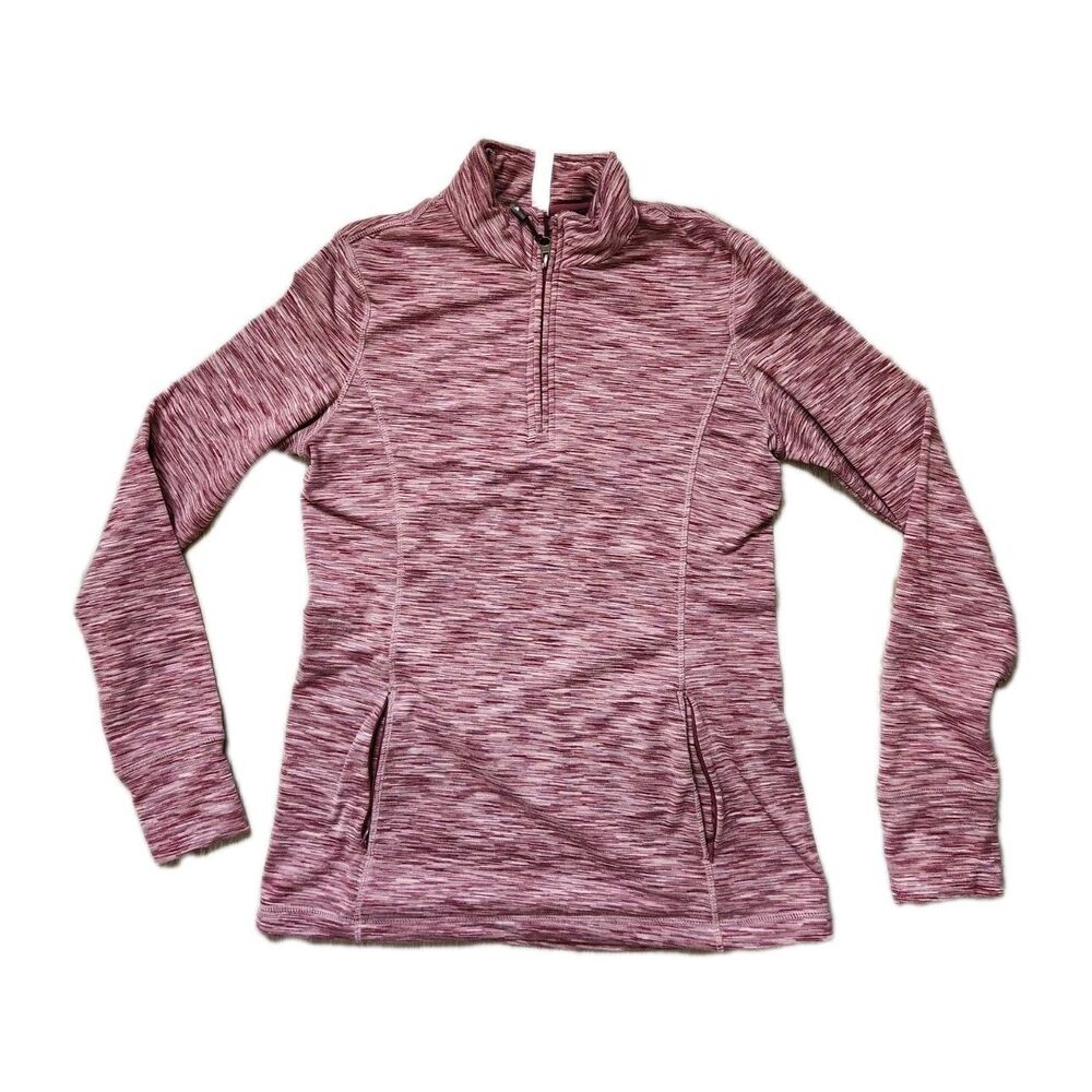 Kyodan Heathered Red Quarter Zip Activewear Top Stretch Running Workout Sz M EUC